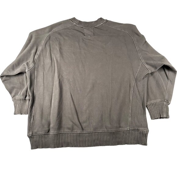 Aerie Womens XL Grey Ribbed Crew Neck Long Sleeve Pullover Sweatshirt - Picture 11 of 11